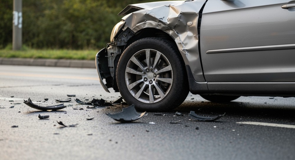 Poważny wypadek w Szczecinie: Motocykl zderzył się z samochodem, jedna osoba ranna